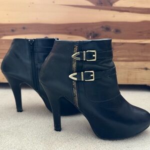 MTNG Black Ankle Boots with Gold Buckles